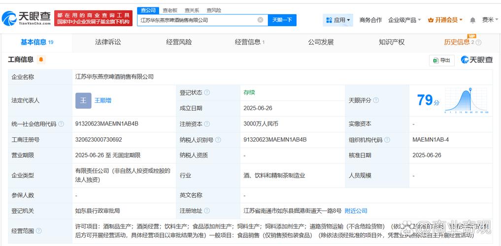 人为王顺增,注册资本3000万人民币,经营范围包括酒制品生产,酒类经营